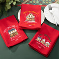 Personalizada Primera Navidad en Casa 100% Algodón Servilleta Roja con Nombres Dirección y Año Decoración de Mesa Regalo de Navidad para Familia Amigos Recién Llegados a Casa
