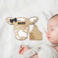 Moño Personalizado Cabeza de Vaca Anuncio de Recién Nacido con Nombre Decoración para el Hogar Sesión de Fotos de Recién Nacido Baby Shower Regalo de Aniversario para Padres Recién Nacidos