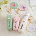 Llavero Personalizado Flor de Nacimiento de Cristal Bolsa de Lápiz Labial de Cuero de PU con Nombre y Espejo en Forma de Corazón Regalo de Cumpleaños para Mujeres Damas de Honor
