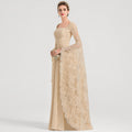 Bridal Wedding Dress Champagne Long Sleeve Long Square A-line