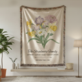 Personalizada 1-6 Nacimiento Flores Borla Suave manta con nombres Texto y Título Día de la Madre Cumpleaños Regalo para la abuela mamá