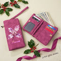 Personalizado Efecto Perla Nacimiento Flor Tri-Fold PU Cartera de cuero con titular de la tarjeta y el nombre de cumpleaños Día de la Madre de regalo para la mujer mamá