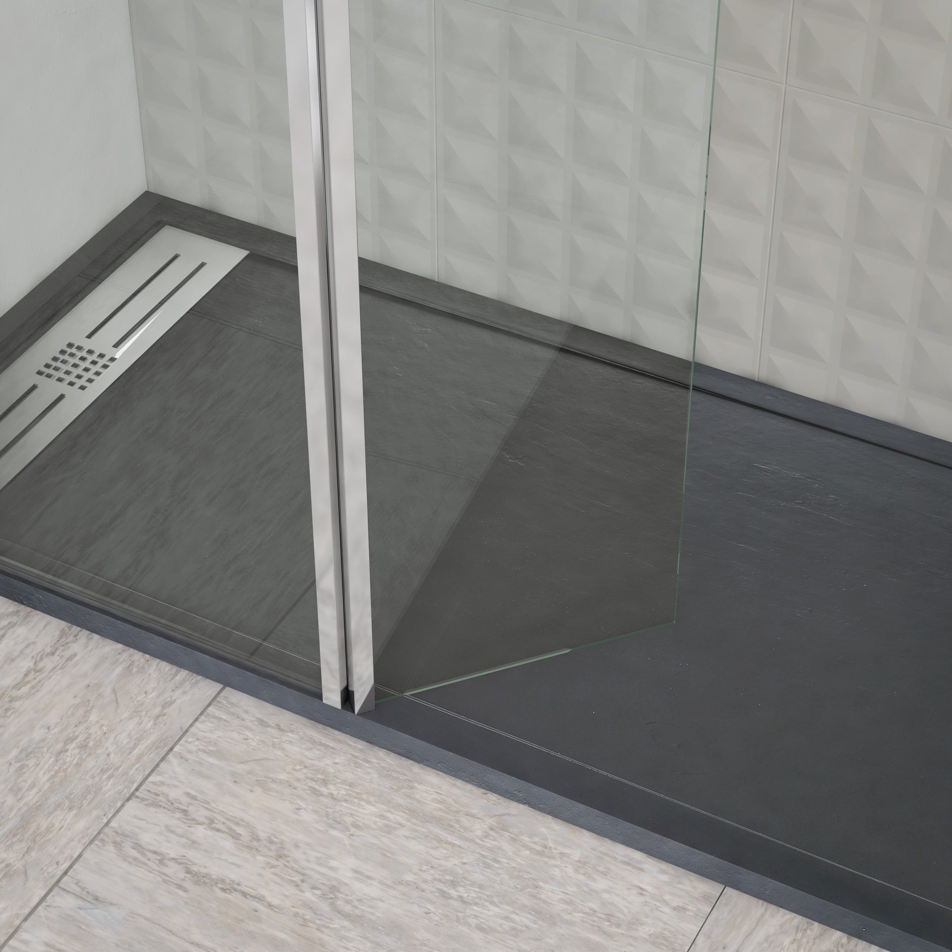 BATHME LIAM Mampara Ducha Fijo+Abatible Cromo Transpartente