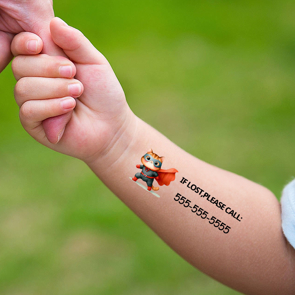 Personalizado Lindo Gato Perro Oso Capa Animal Impermeable Tatuaje Temporal Pegatinas con Número Set de 12 Actividades al Aire Libre Fiesta Cumpleaños Regalo para Niños