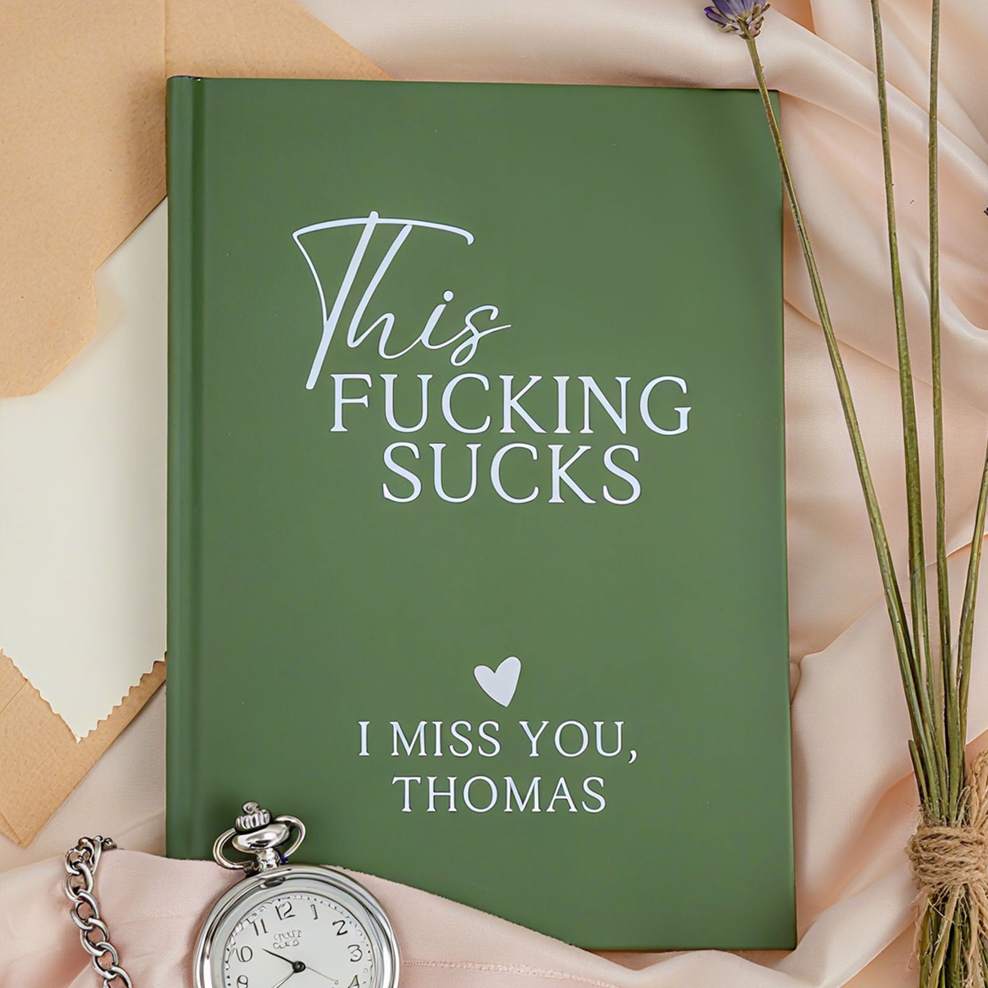 Personalizado This Fucking Sucks A5 Grief Journal Notebook with Text Daily Memorial Bereavement Gift for Loss of Dad Mom Wife Husband