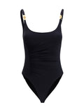 Versace Medusa 95 Gathered Swimsuit — Black