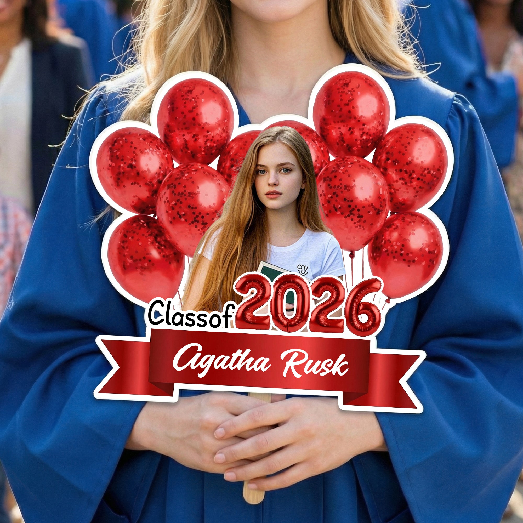 Globos Personalizados Cinta Graduación Foto Abanico con Nombre Ceremonia de Graduación Fiesta Regalo para Graduados