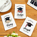 Gorro de Graduación Floral Personalizado Servilleta 100% Algodón con Nombre y Texto Decoración de Mesa Regalo de Graduación para Graduados Familiares Amigos