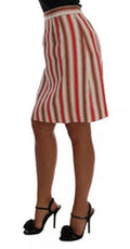 Women's Multicolor Portofino Stripes Cotton Midi Skirt