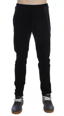 Men's Black Gray Wool Casual Trousers Stripe Pants And