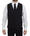 Women's Black Wool Silk Dress Gilet Jacket Vest