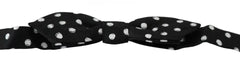 Men's Black Polka Dots Adjustable Neck Bow Tie And White Silk