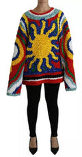 Women's Multicolor Sun Ruffled Top Blouse Sweater Nylon