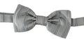 Men's Light Gray Lining Adjustable Neck Butterfly Bow Tie Silk