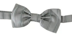 Men's Light Gray Lining Adjustable Neck Butterfly Bow Tie Silk