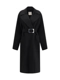 Max Mara Sportmax Wool Fleece Belted Coat — Black