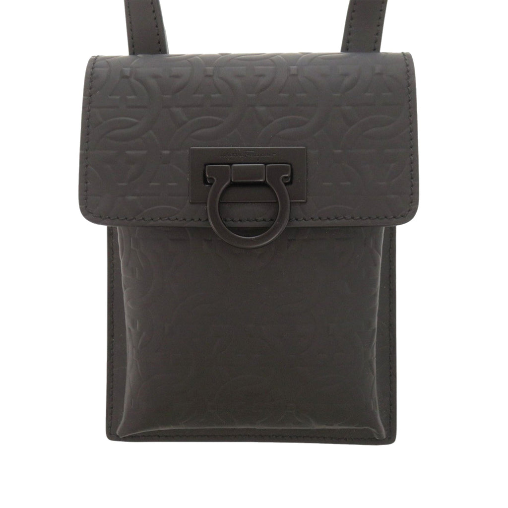 Gancini Embossed Leather Phone Pouch Crossbody