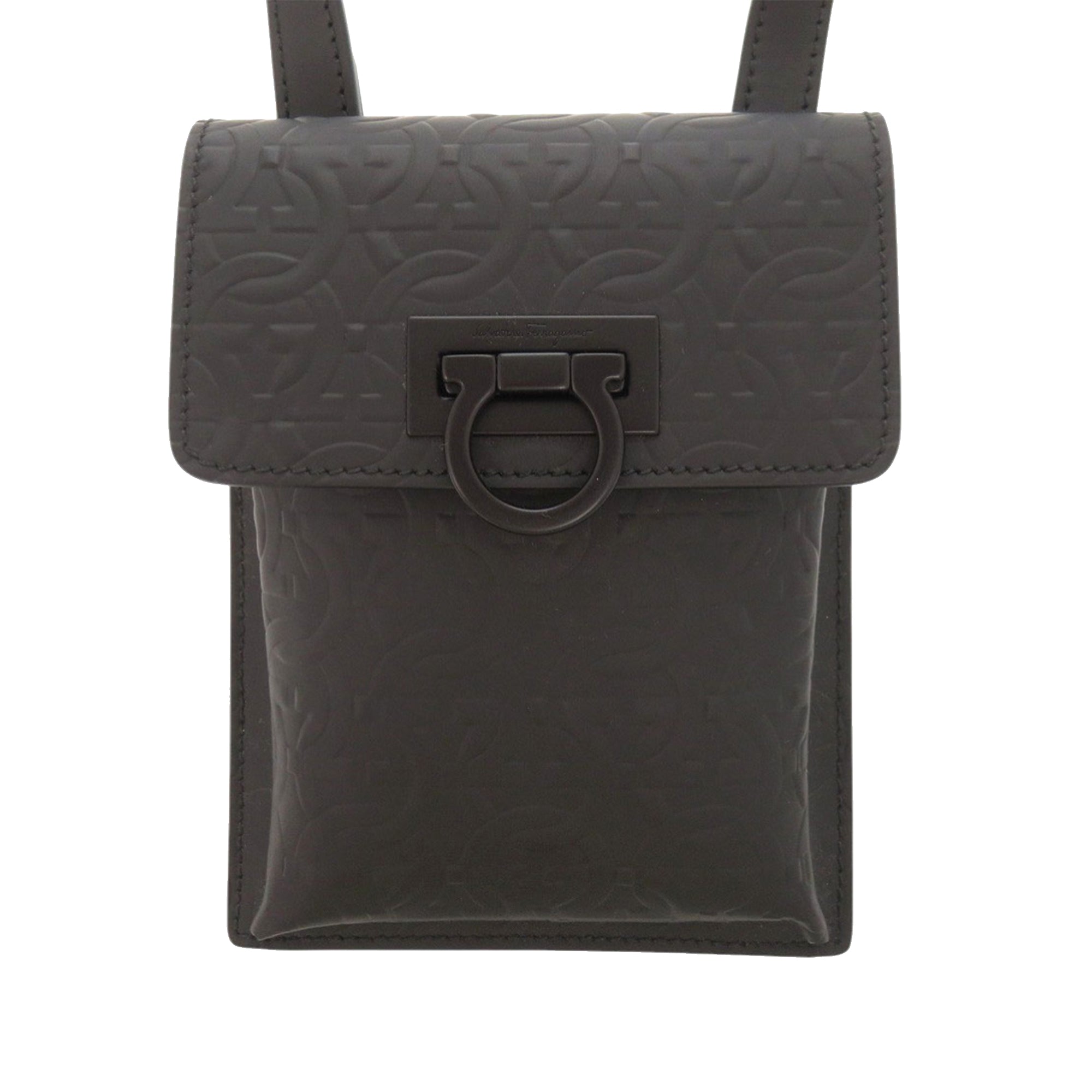 Gancini Embossed Leather Phone Pouch Crossbody