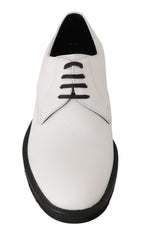 Men's White Leather Derby Dress Formal Shoes