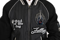Men's Black Dd58 Sg62 Sequined Beaded Jacket Cotton Clothing