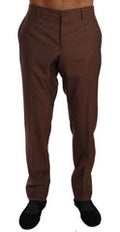 Men's Wool-Silk Blend Formal Trousers Brown