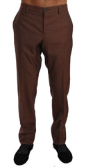 Men's Wool-Silk Blend Formal Trousers Brown