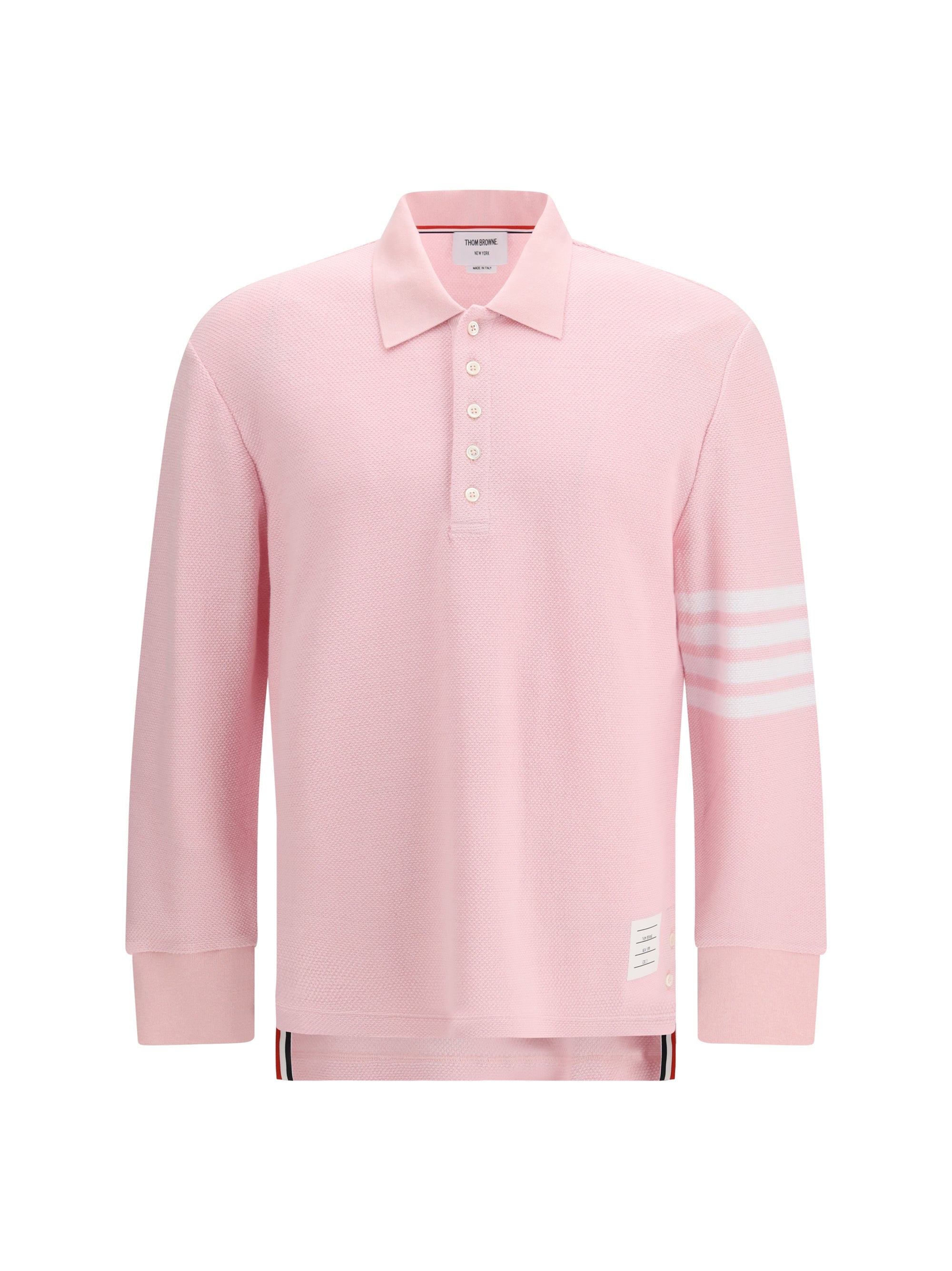 Thom Browne Textured Piqué 4-Bar Polo — Pink