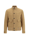 Lardini Merino Wool Blend with Ribbed Trims Jacket — Beige