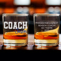 Vaso de whisky personalizado Thanks Coach Old Fashioned Rocks 10 oz con nombre y texto Regalo de agradecimiento de cumpleaños de fin de temporada para el entrenador
