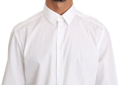 Men's White Cotton Gold Dress Shirt