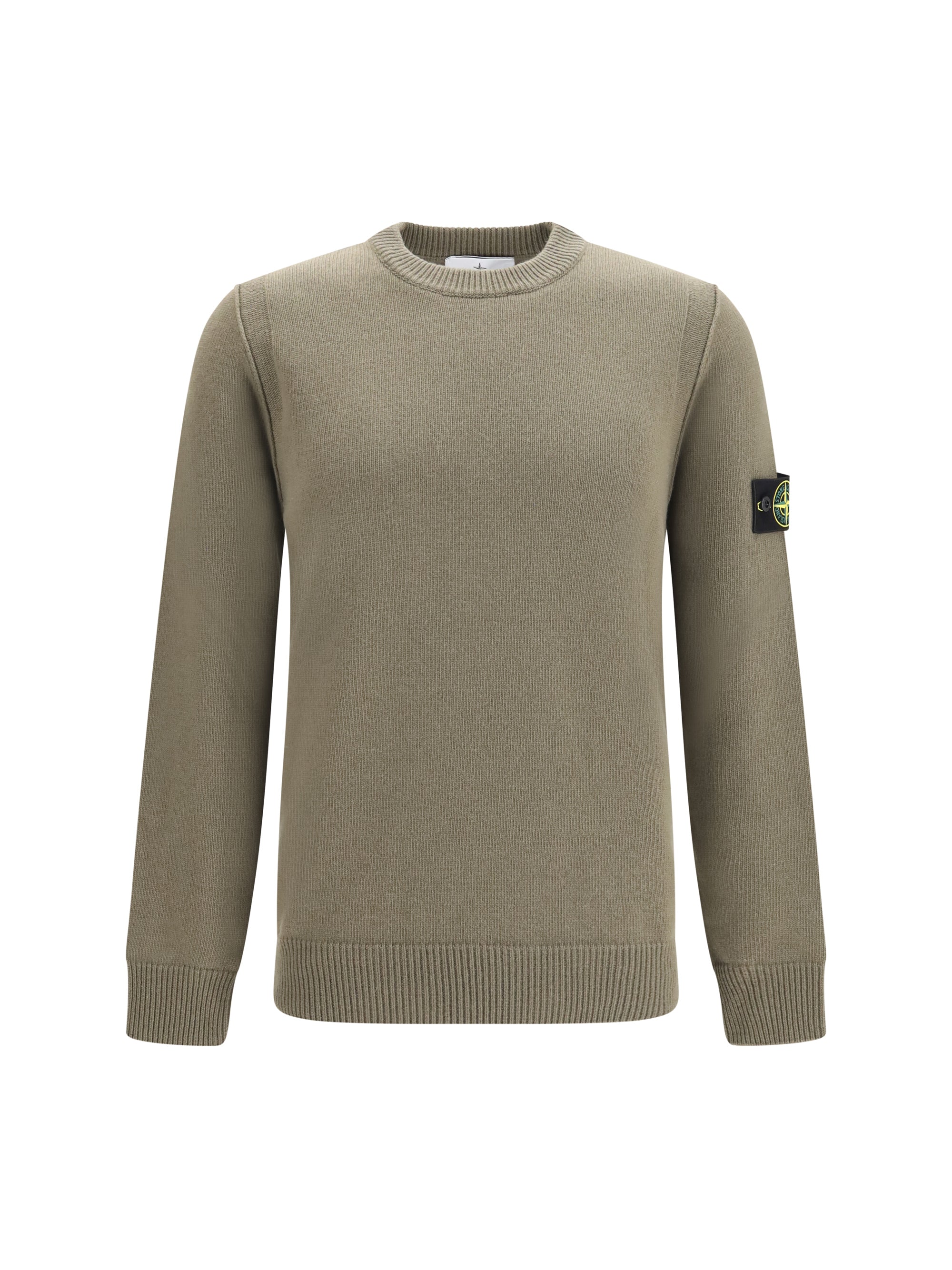Stone Island Crewneck with Logo Patch Sweater — Green