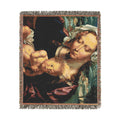 Virgin and Child in a Landscape Woven Throw Blanket