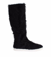 Women's Black Xiangao Lamb Fur Leather Boots