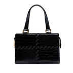 Croc Embossed Leather Shoulder Bag