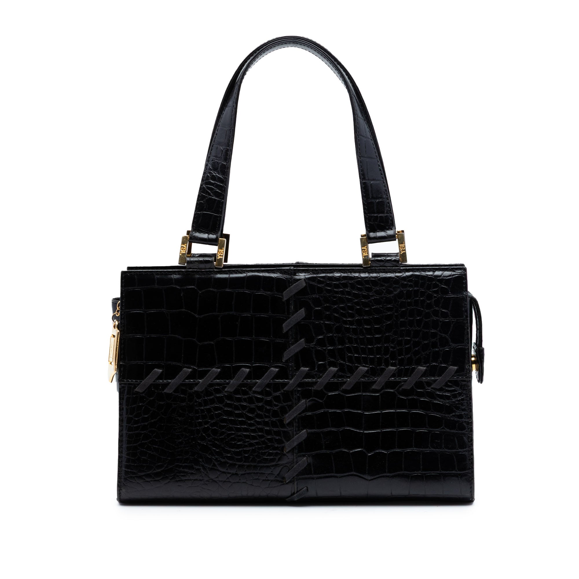 Croc Embossed Leather Shoulder Bag