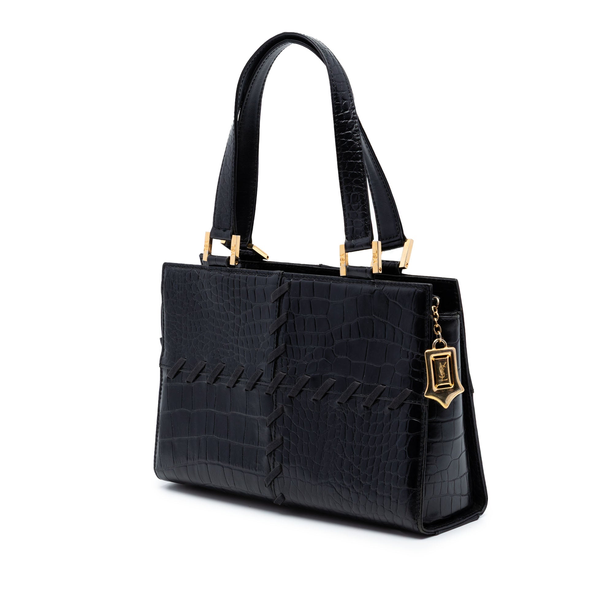 Croc Embossed Leather Shoulder Bag