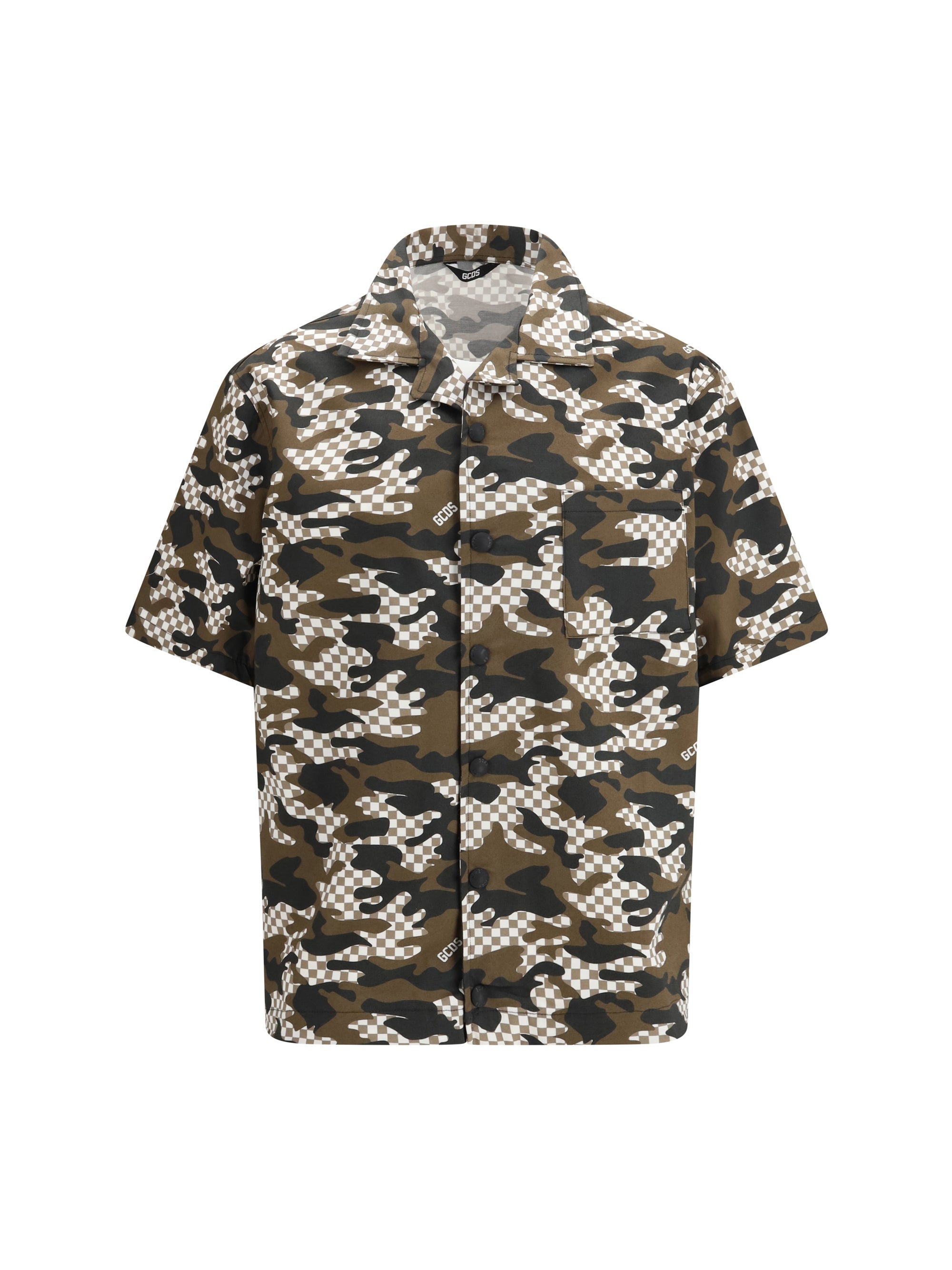 GCDS Checked Camo Shirt — Brown