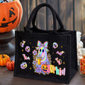 Bolsa de lino grande con nombre Truco o trato Fiesta de Halloween Regalo para niños Mujeres