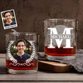 Vaso de Whisky Old Fashioned de 10 oz con Nombre e Inicial Personalizado con Foto de Guirnalda Regalo de Cumpleaños del Día del Padre para los Amantes del Licor de Papá