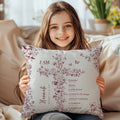 Personalizada Toile De Jouy Floral Cruz Biblia Capítulo Suave Funda de Almohada con Nombre Bautizo Cumpleaños Navidad Regalo para Chicas Cristianas