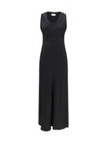 AMI Paris Sleeveless Fluid Satin Dress — Black