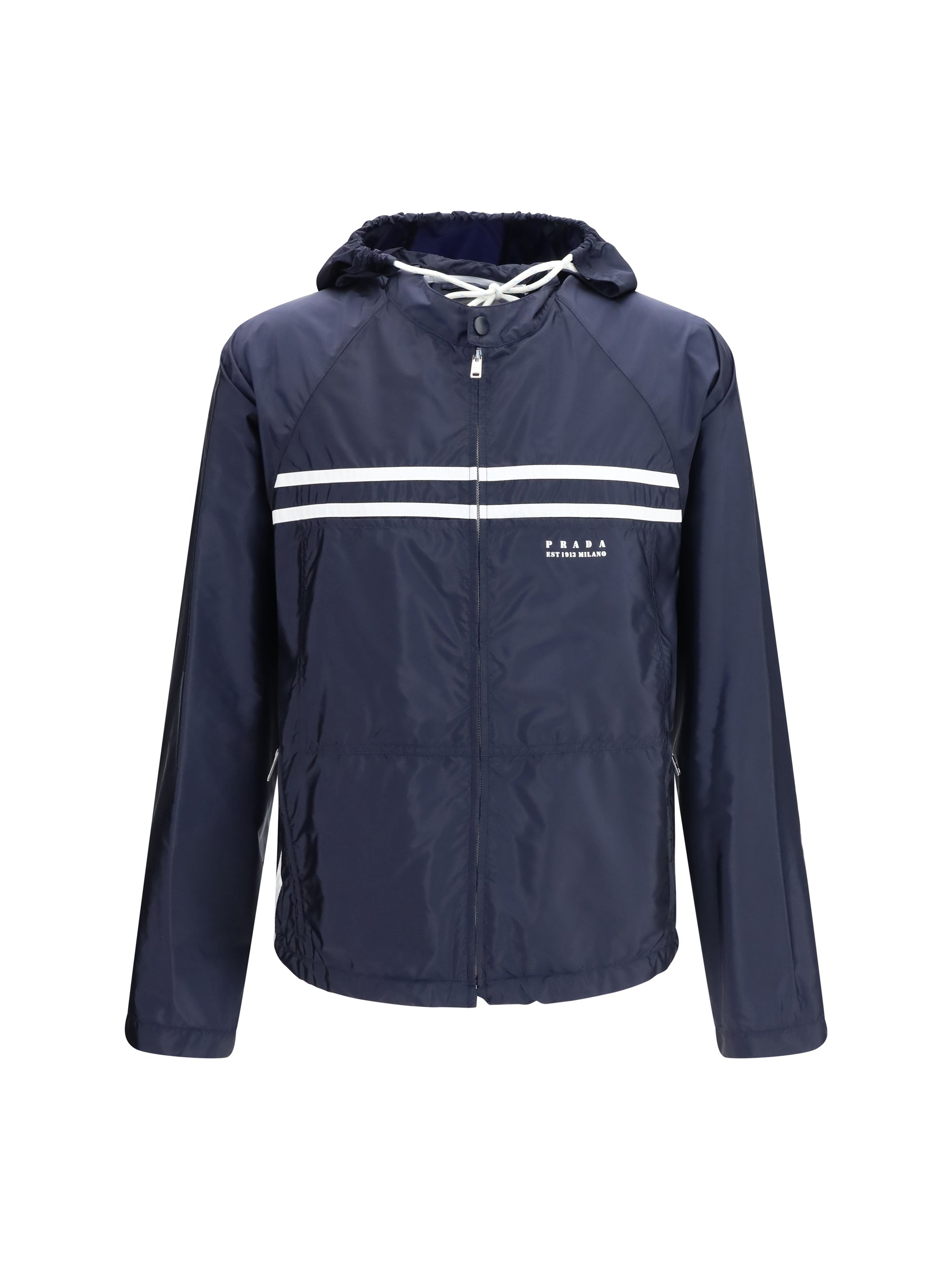 Prada Re-Nylon Hooded Jacket — Navy
