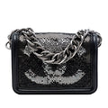 Small Lambskin Beaded Crystal Flap