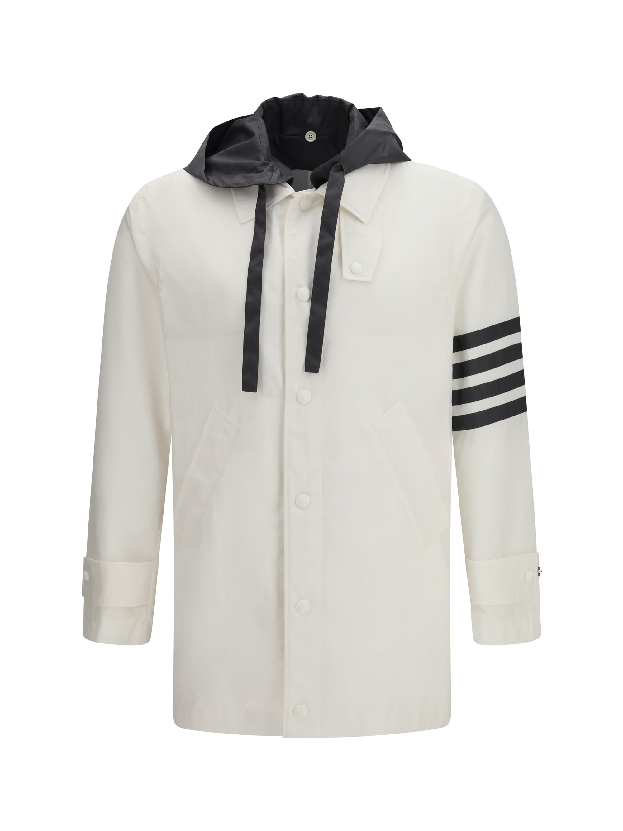 Thom Browne Unconstructed Hooded Bal Collar Overshirt — White