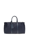Kiton Leather-Trim Nylon Travel Duffel Bag — Navy