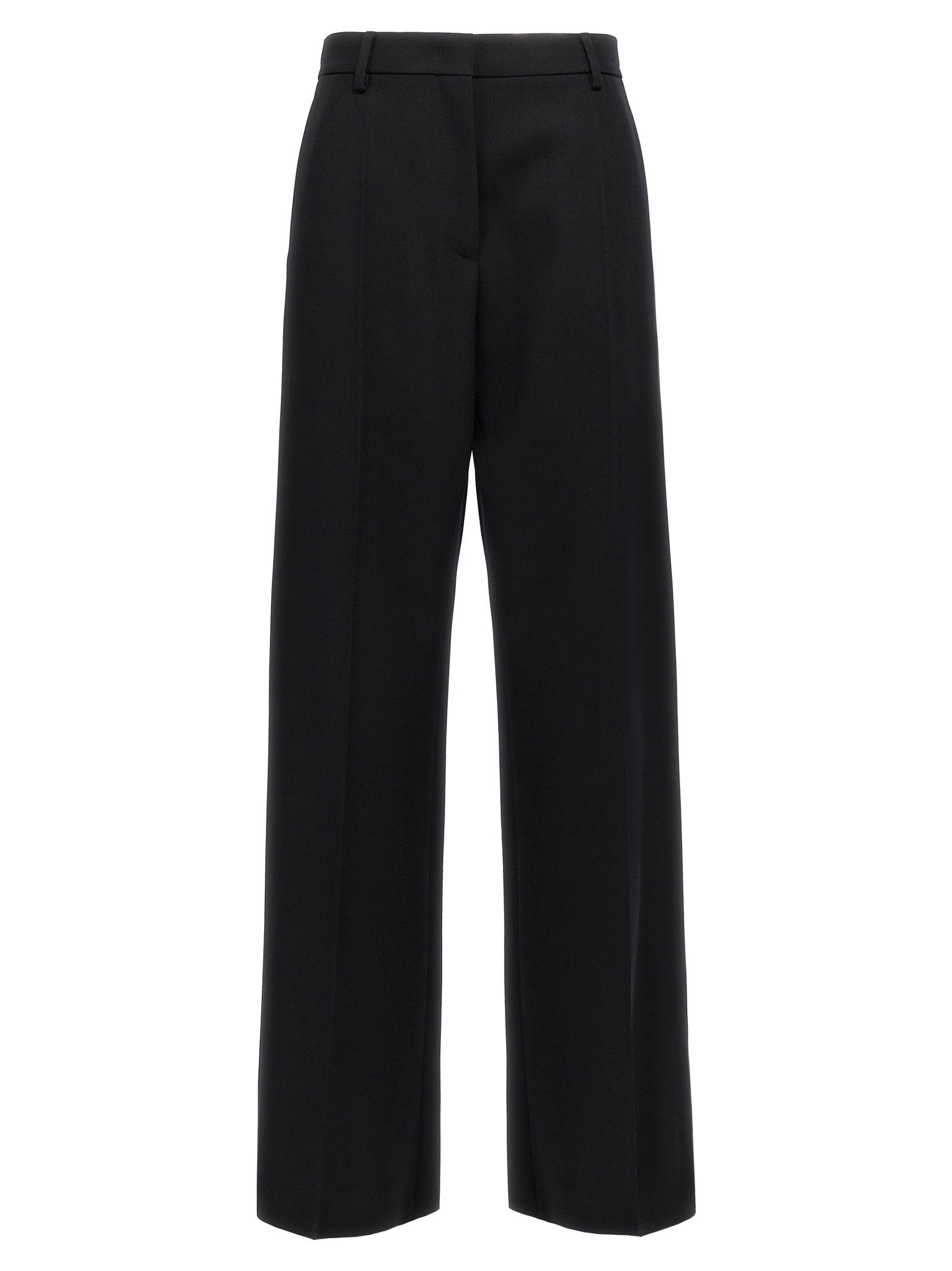 Valentino Garavani Wide-Leg Wool Trousers — Black