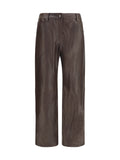 Magda Butrym Sheepskin Leather Straight-Leg Trousers — Brown