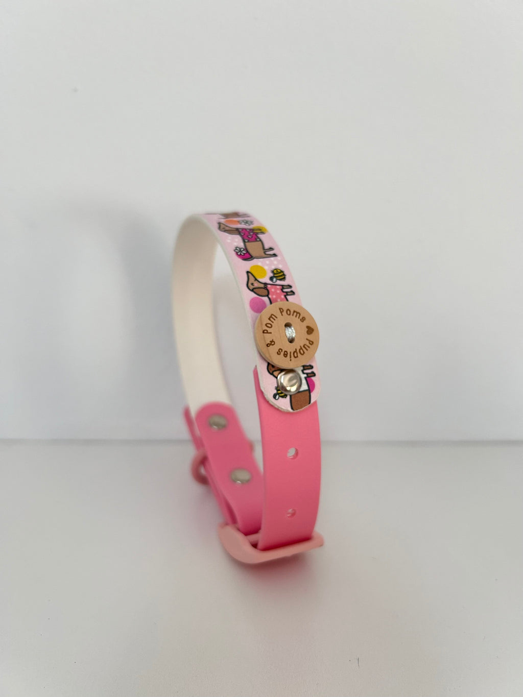 Bee Happy Dachshunds - Handmade Biothane Dog Collar - Powder Pink
