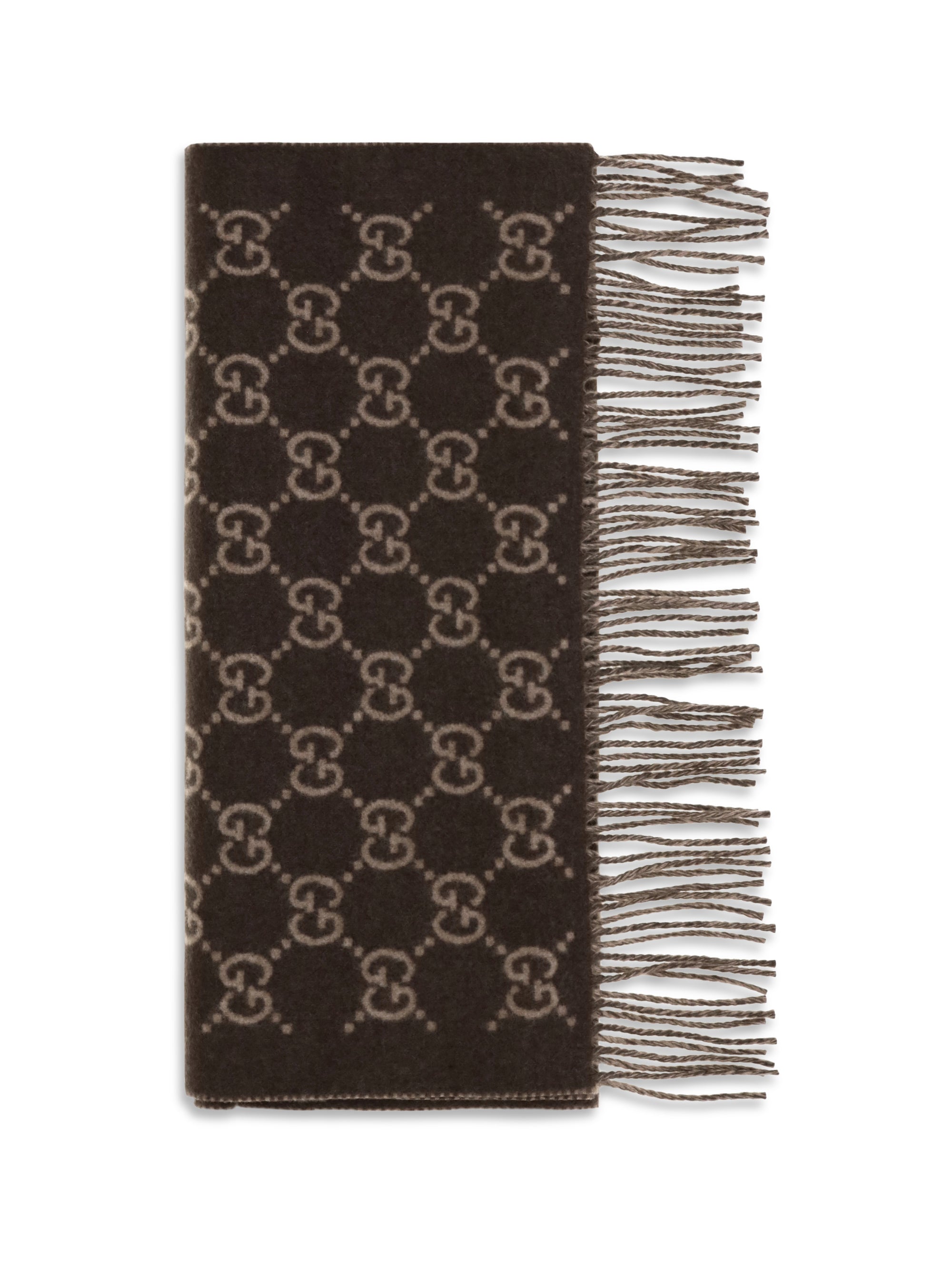 Gucci GG Cashmere Scarf — Brown