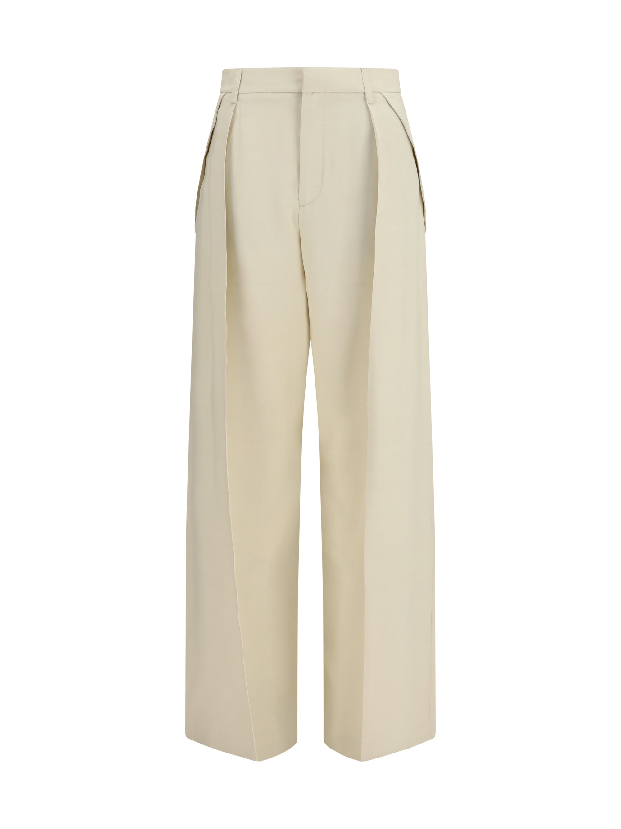Jacob Cohen Wide Leg Canvas Trousers — Beige